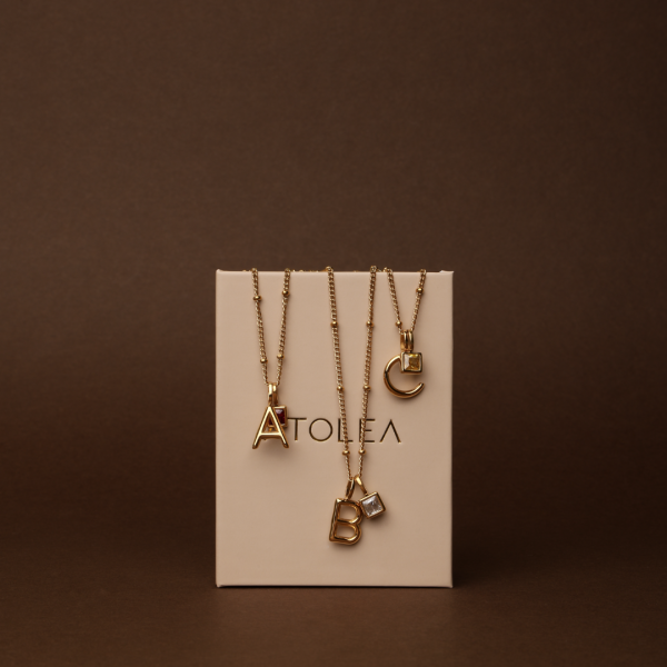 Initial & Birthstone Charm Necklace