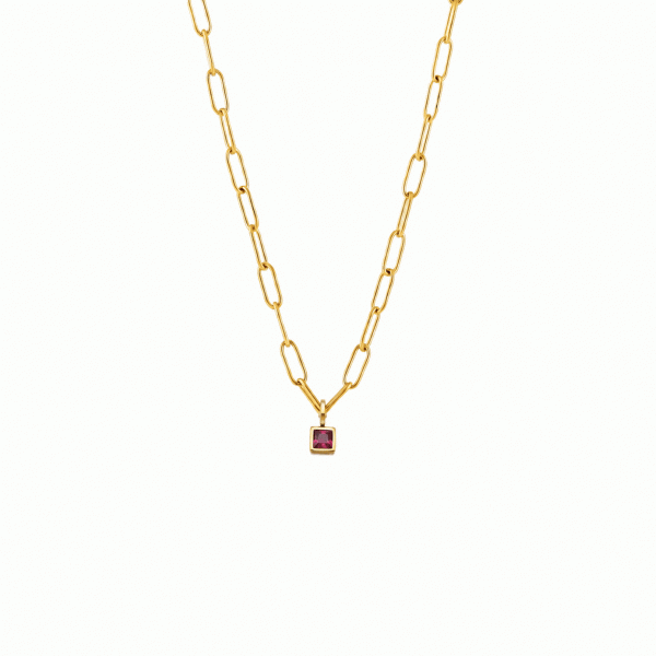Paperclip Birthstone Necklace