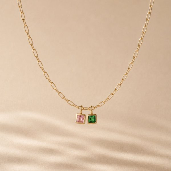 Paperclip Birthstone Necklace